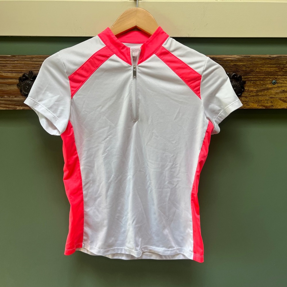 Tail White Label Womens XS White Neon Pink Quarter Zip Golf‎ Tennis Top GK0849